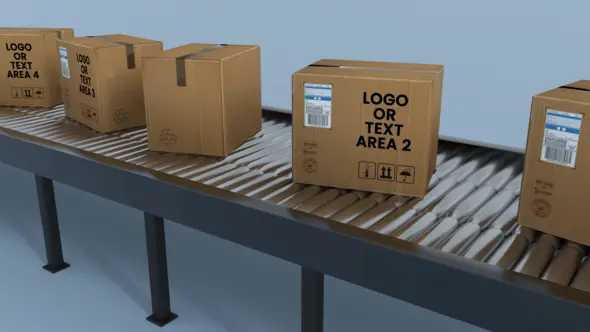 Boxes with changeable labels on the conveyor belt 39211300